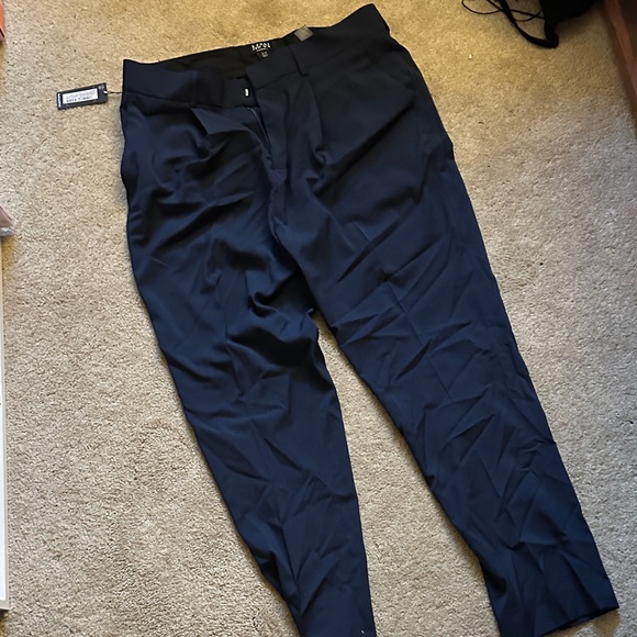 Boohoo Mens Sleek Navy Dress Pants - Picture 1 of 1